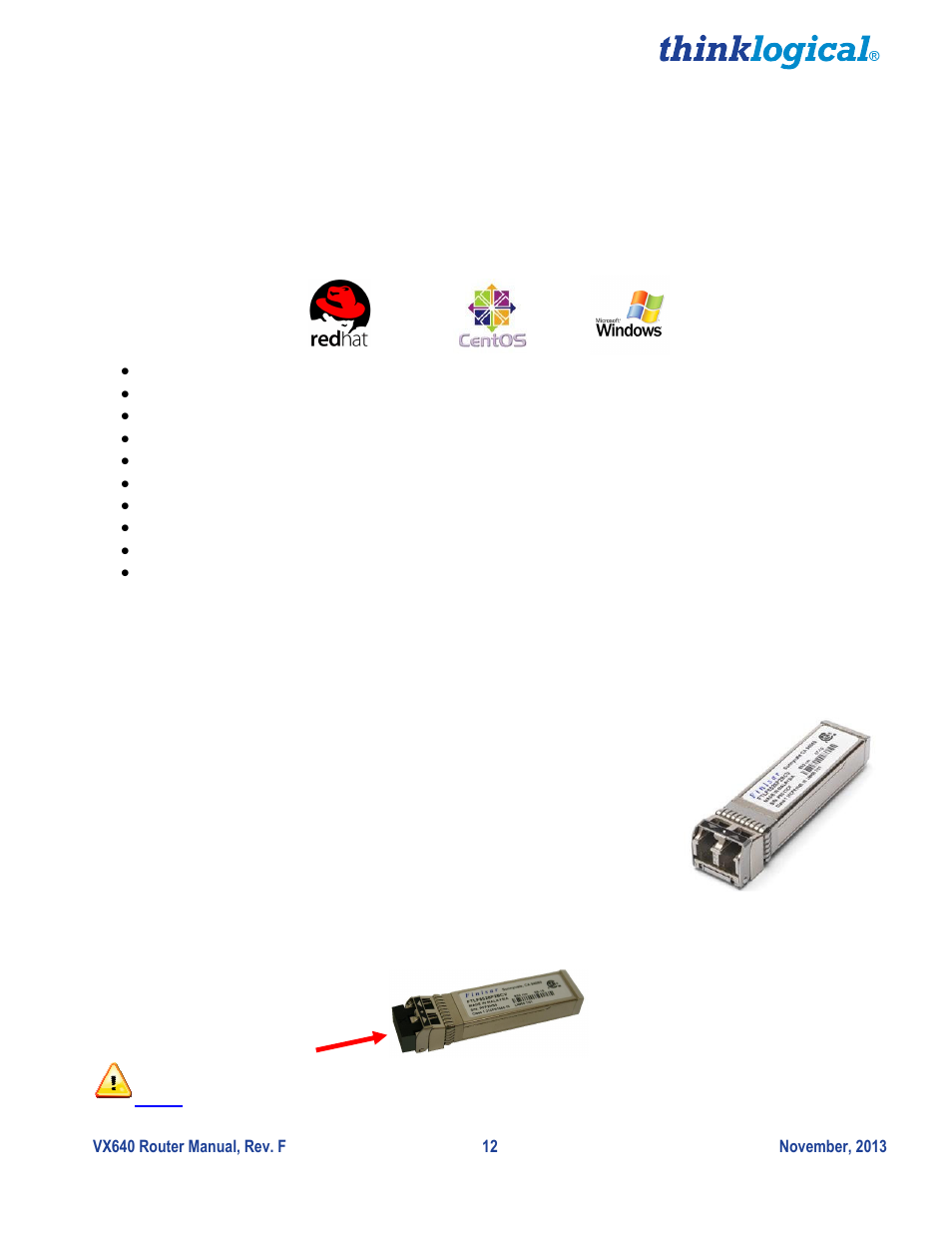 Pluggable sfp+ modules | Thinklogical VX640 Router Manual User Manual | Page 17 / 44