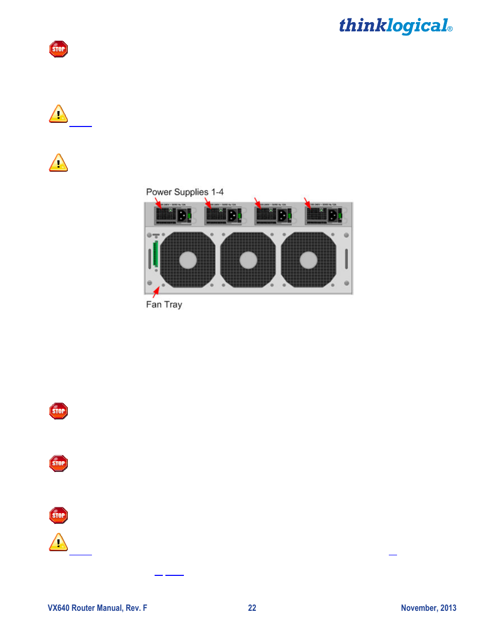 How to replace a fan tray, How to replace a power supply | Thinklogical VX640 Router Manual User Manual | Page 27 / 44