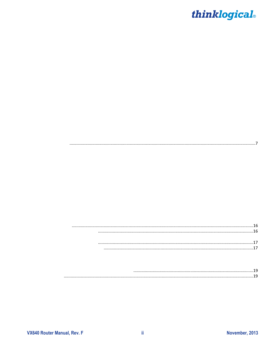 Thinklogical VX640 Router Manual User Manual | Page 3 / 44