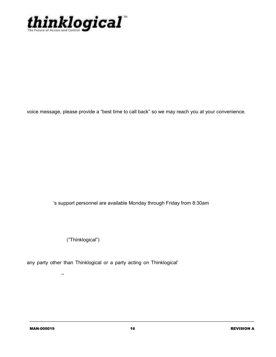 Telephone, Product support, Warranty | 2 product support | Thinklogical AlterImageRGB to DVI Converter Manual User Manual | Page 18 / 19