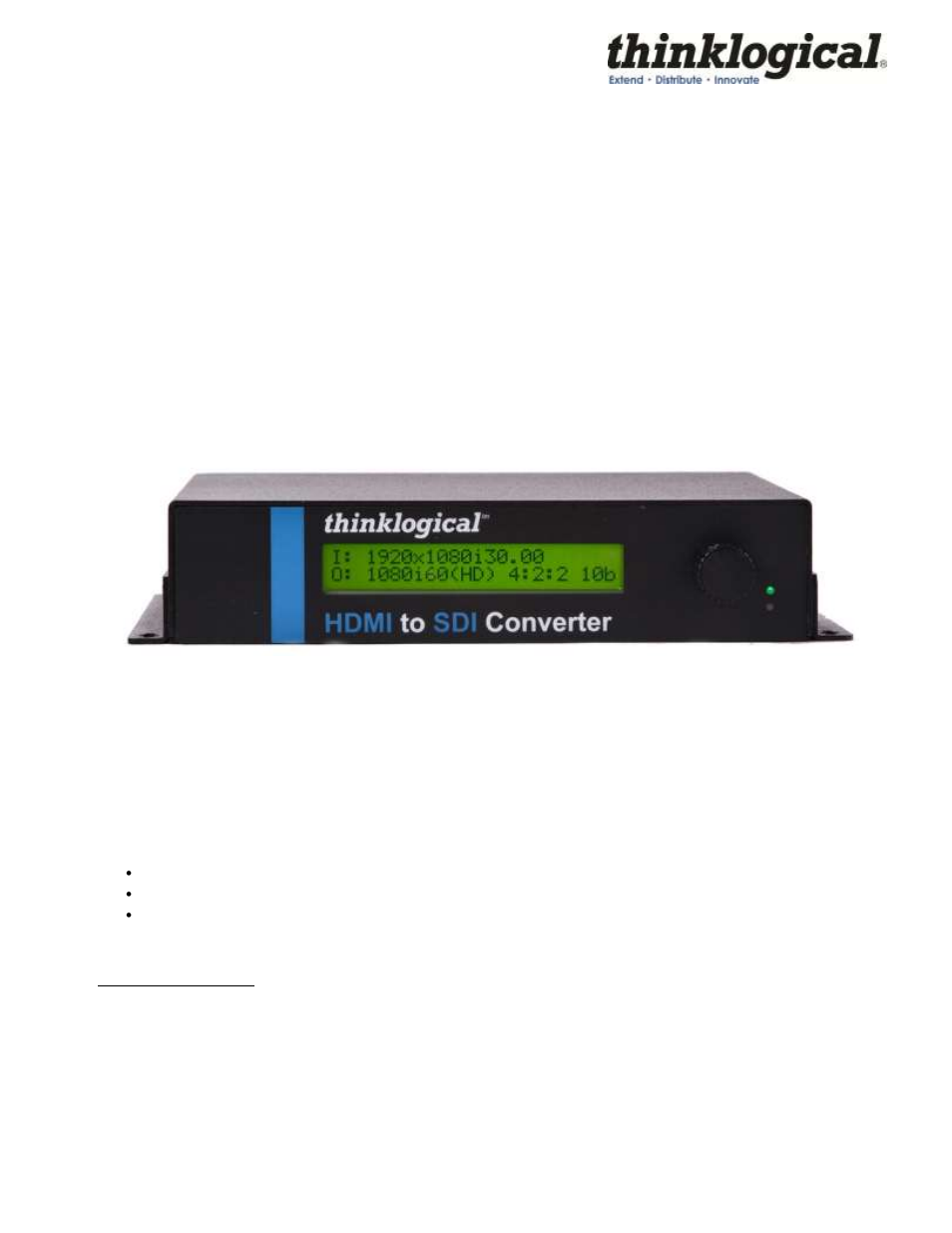Appendix c: front panel display and rs-232 | Thinklogical HDMI to SDI Converter Manual User Manual | Page 29 / 39