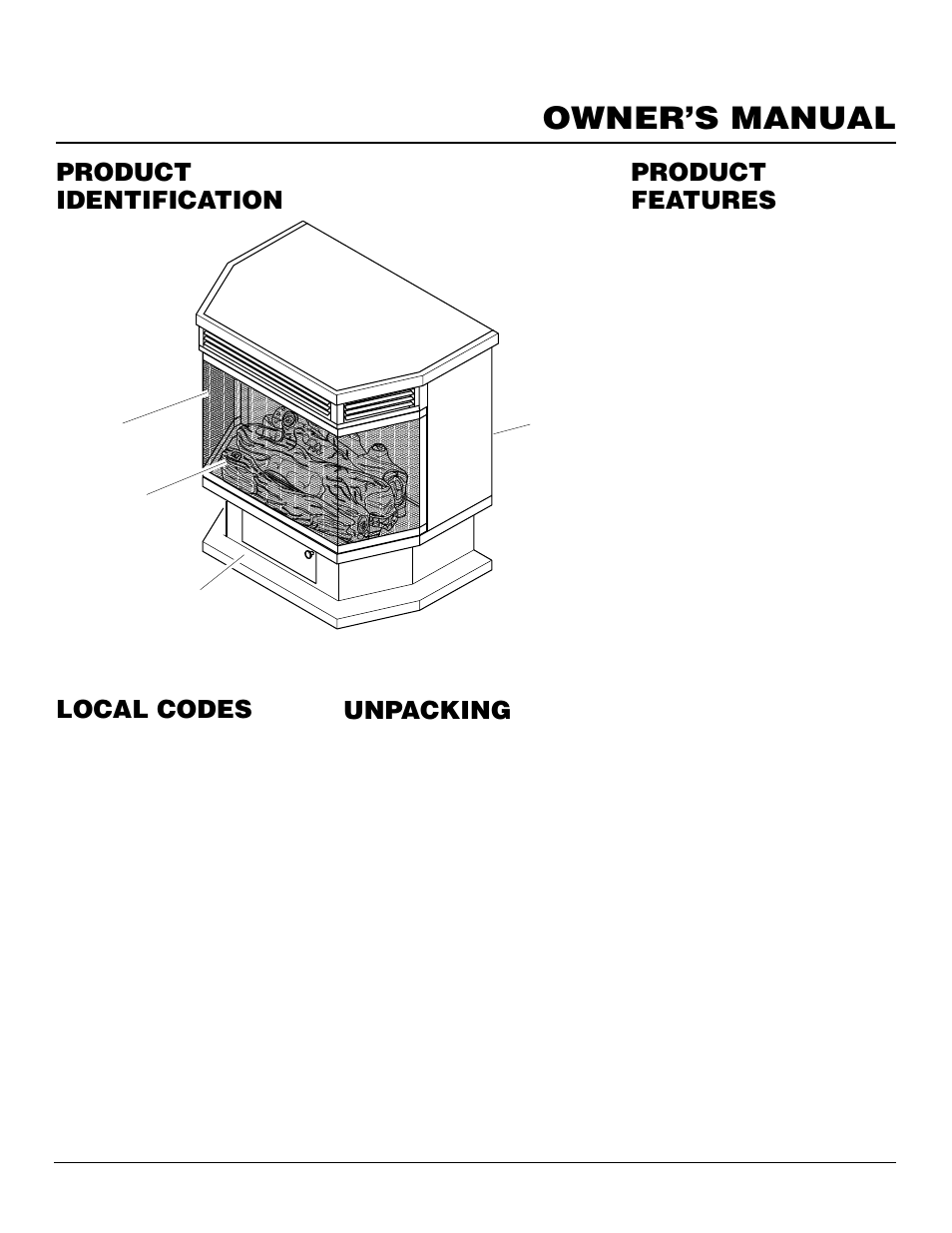 Owner’s manual, Product identification local codes, Unpacking | Product features | Desa Tech S39NT User Manual | Page 3 / 26