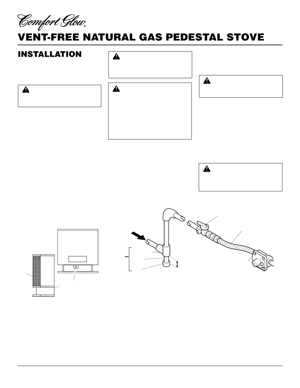 Vent-free natural gas pedestal stove, Installation, Continued | Desa Tech S39NT User Manual | Page 8 / 26