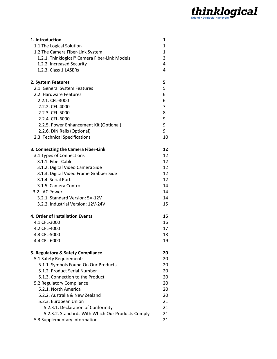 Thinklogical Camera Fiber-Link Manual User Manual | Page 3 / 39