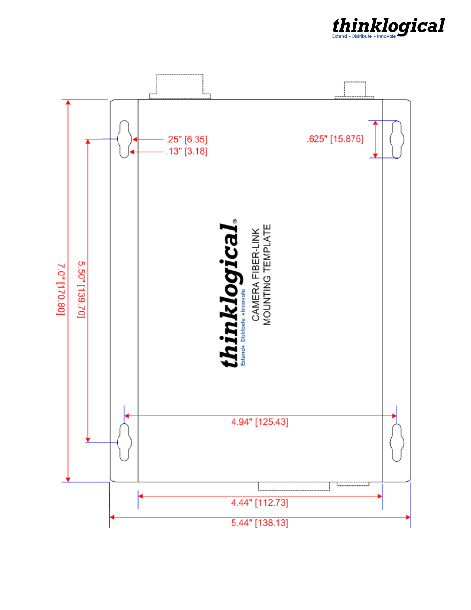 Figure 14: cfl mounting template | Thinklogical Camera Fiber-Link Manual User Manual | Page 39 / 39