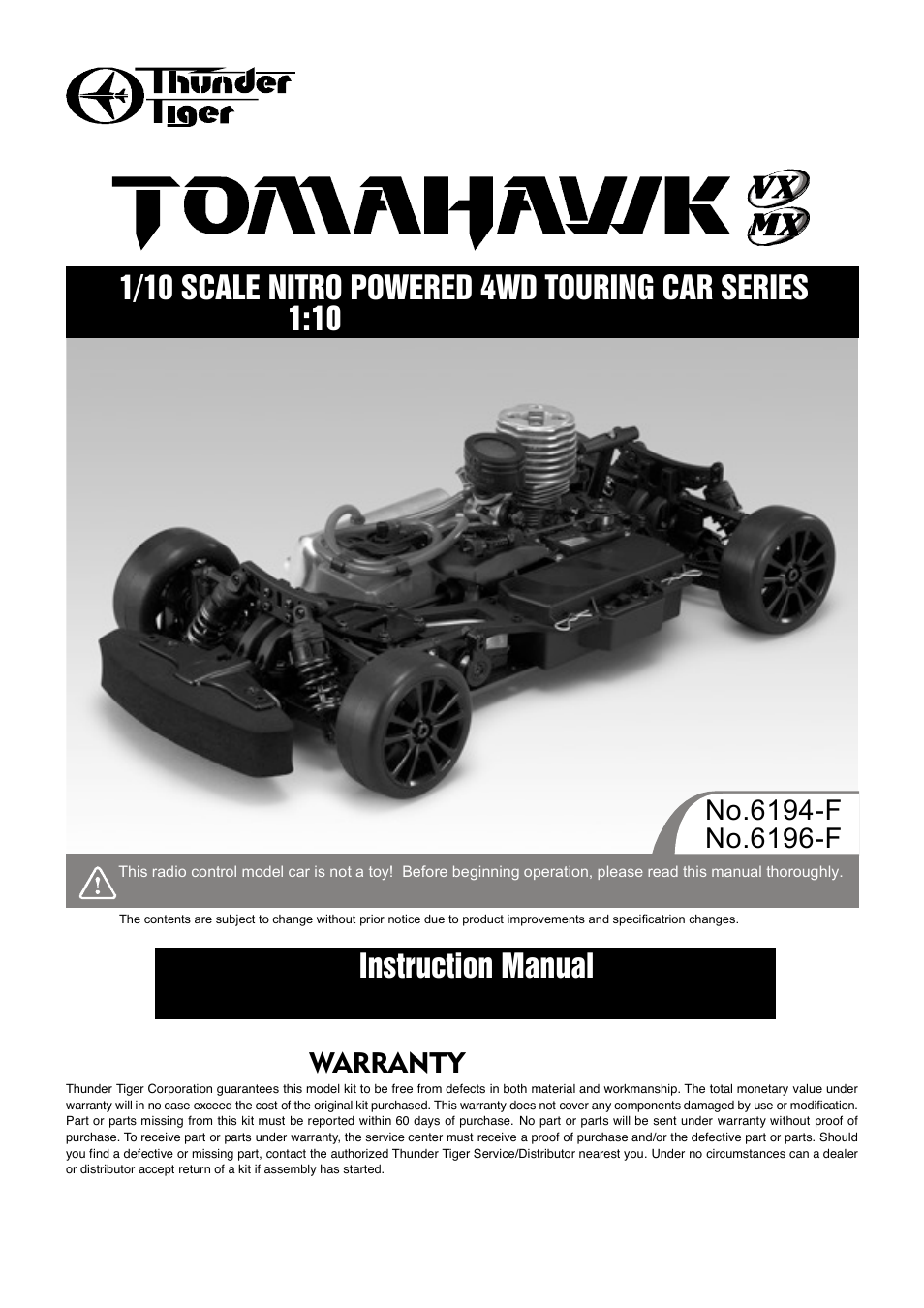 Thunder Tiger 6194-F User Manual | 20 pages