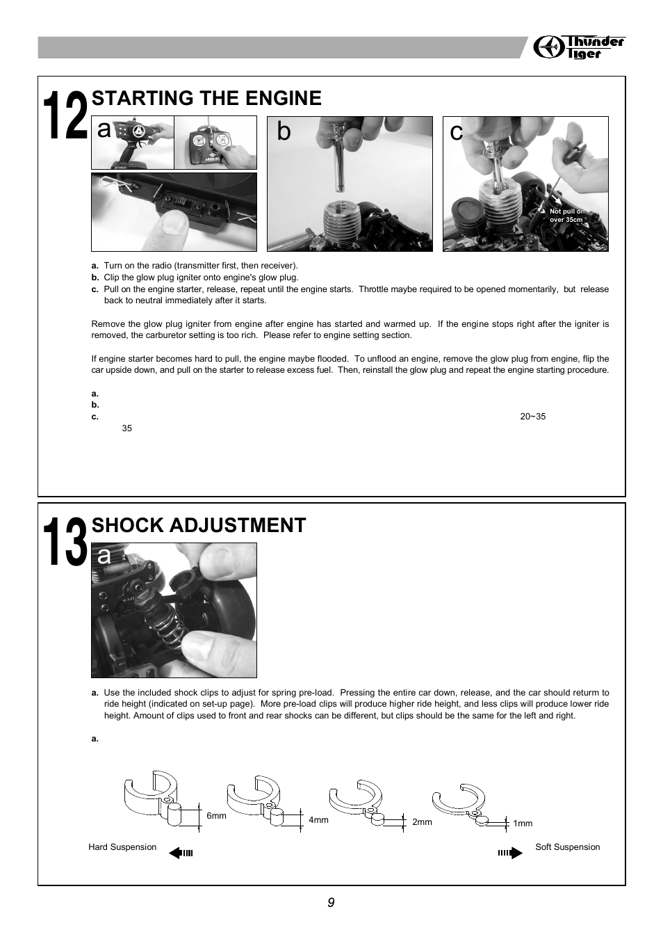 Ab c, Ba c, De d | Setup sheet ver 1.0, Ae d, Front rear, Instruction manual, Warranty, Charging the glow plug igniter 電夾充電方式, Unwrapping contents from box 束帶的使用 | Thunder Tiger 6194-F User Manual | Page 11 / 20