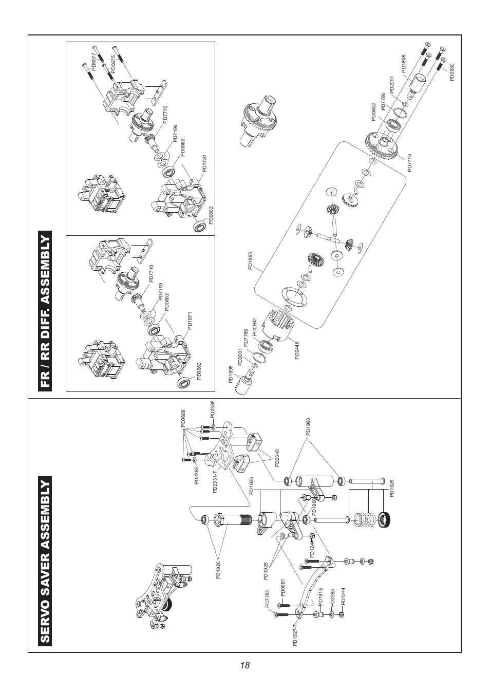 6402 p18.pdf, Ser v o sa ver assembl y fr / rr diff . assembl y | Thunder Tiger ER-4 G3 User Manual | Page 19 / 28