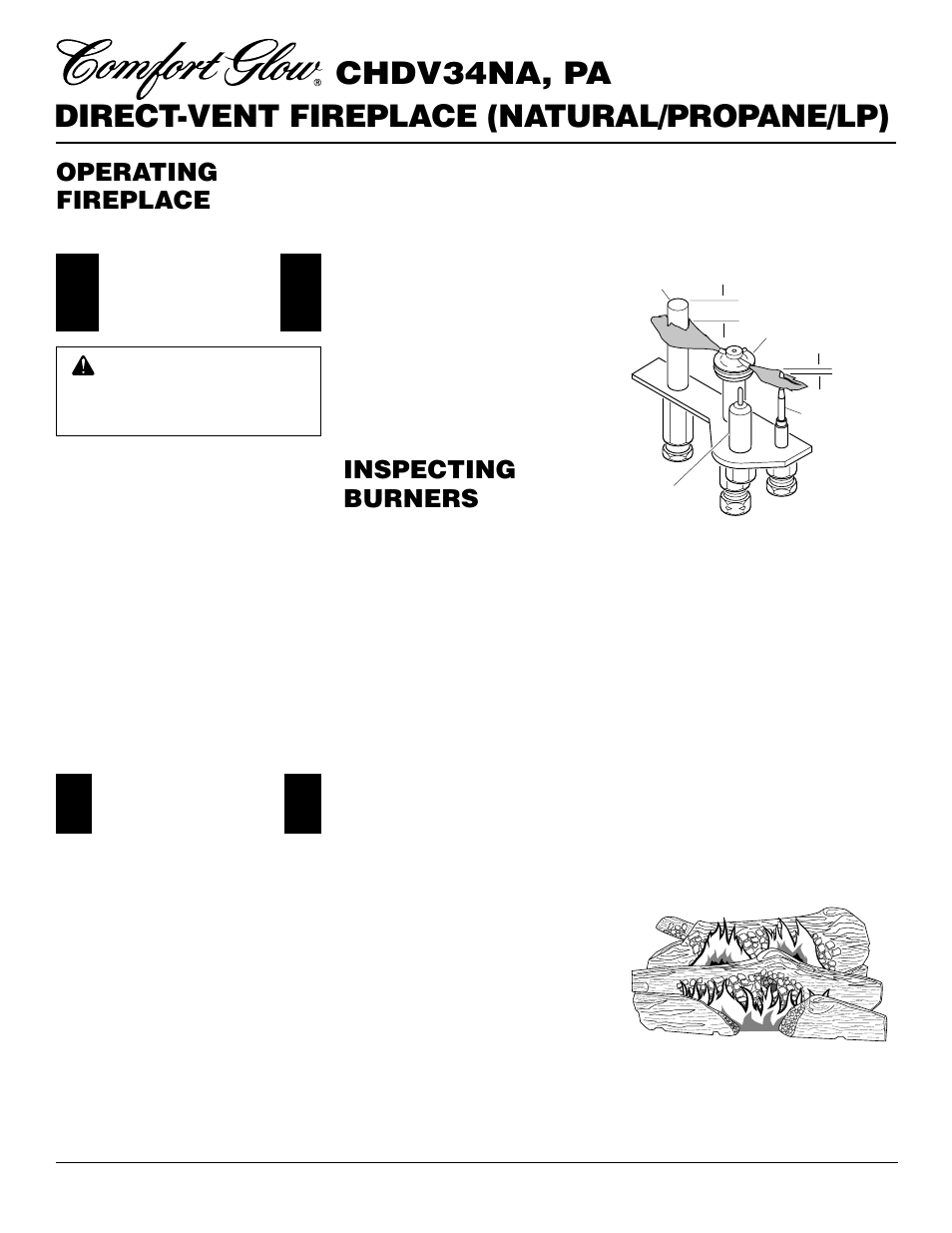 Operating fireplace, Inspecting burners | Desa Tech CHDV34PA User Manual | Page 26 / 36