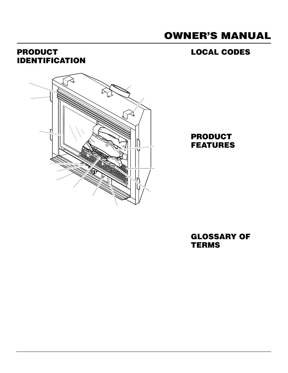 Owner’s manual, Product identification, Local codes product features | Glossary of terms | Desa Tech CHDV34PA User Manual | Page 3 / 36