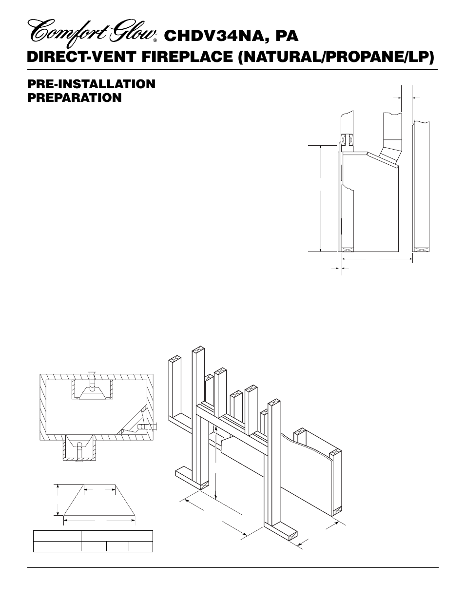 Pre-installation preparation, Location and space requirements, Clearances | Framing and finishing | Desa Tech CHDV34PA User Manual | Page 4 / 36