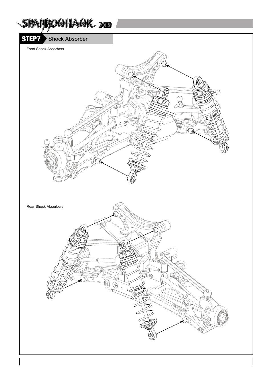 Step7, Step8, Step9 | Step10, Step11, Step12, Step16, Step17, Step18, Shock absorber 避震器組 | Thunder Tiger SPARROWHAWK XB 4WD Maintenance Manual User Manual | Page 12 / 34