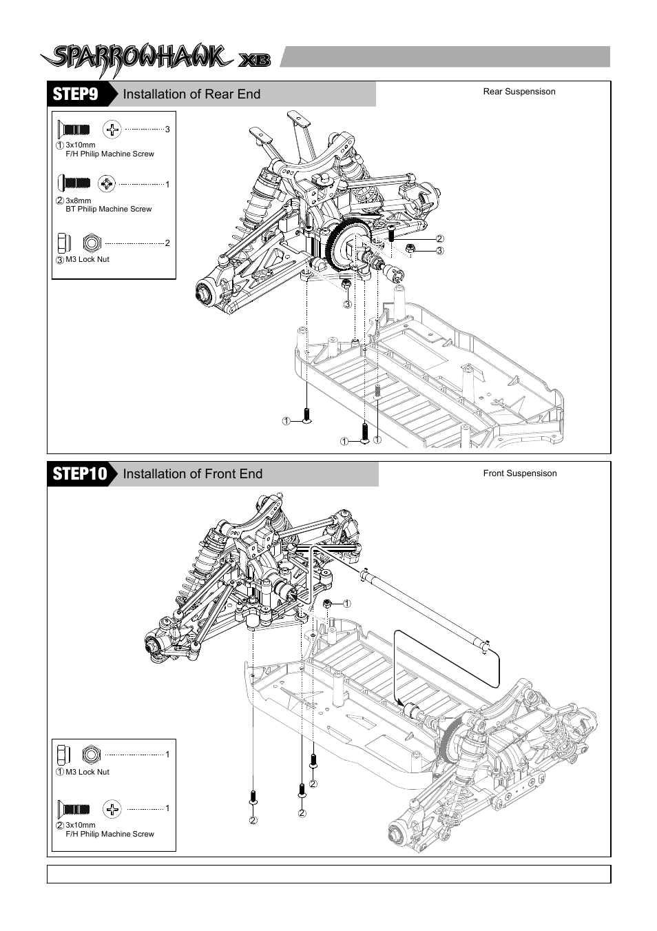 Step7, Step8, Step9 | Step10, Step11, Step12, Step16, Step17, Step18, Shock absorber 避震器組 | Thunder Tiger SPARROWHAWK XB 4WD Maintenance Manual User Manual | Page 14 / 34