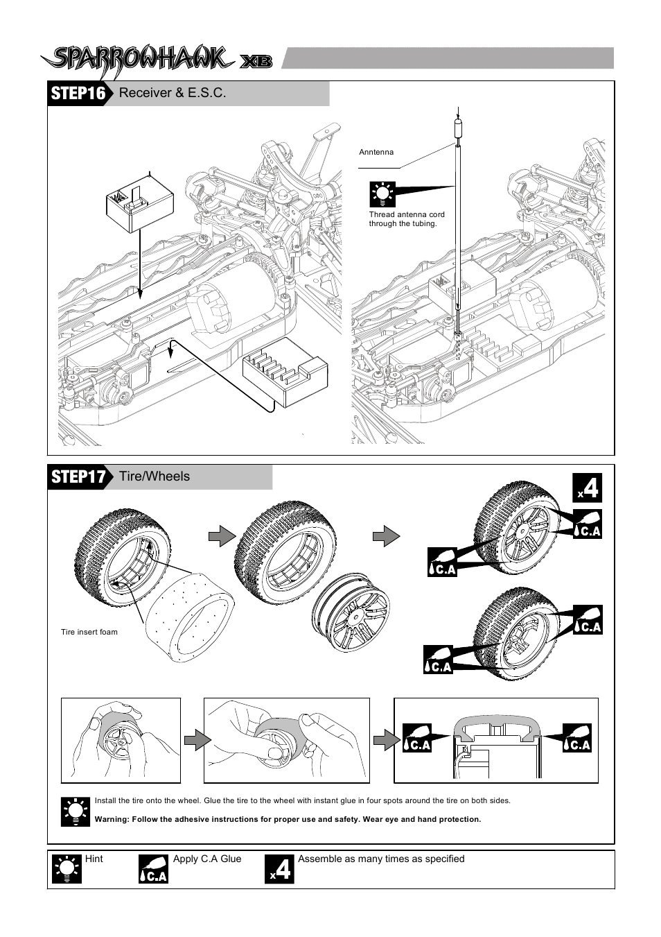 Step7, Step8, Step9 | Step10, Step11, Step12, Step16, Step17, Step18, Shock absorber 避震器組 | Thunder Tiger SPARROWHAWK XB 4WD Maintenance Manual User Manual | Page 18 / 34