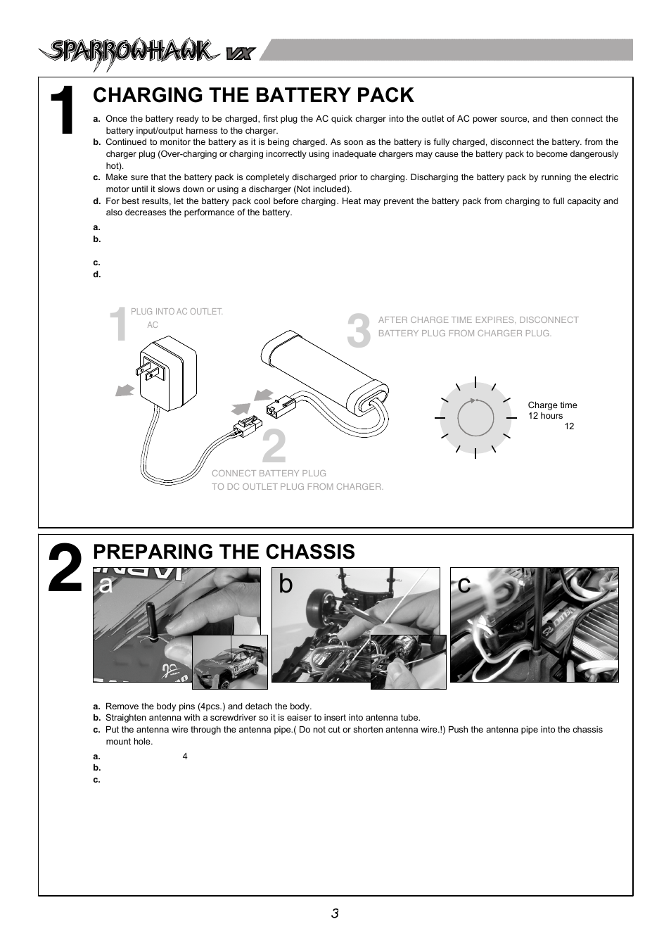 Gh i a, Setup sheet ver 1.0, Instruction manual | Front rear, Warranty, 電動四輪傳動房車, No.6535-f, Caution, Index, Introduction | Thunder Tiger SPARROWHAWK VX User Manual | Page 4 / 12