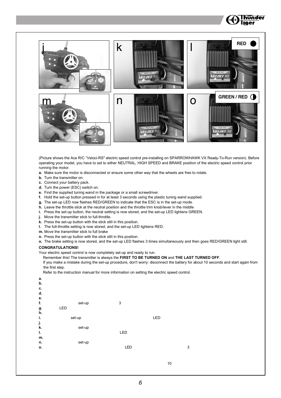 Gh i a, Setup sheet ver 1.0, Instruction manual | Front rear, Warranty, 電動四輪傳動房車, No.6535-f, Caution, Index, Introduction | Thunder Tiger SPARROWHAWK VX User Manual | Page 7 / 12