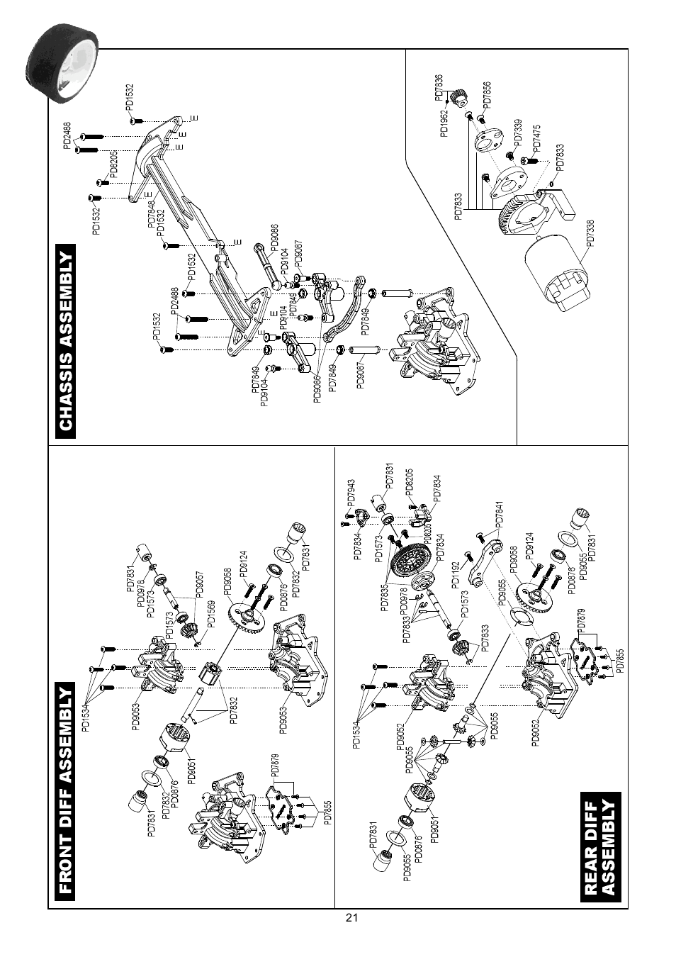 Sparrowhawk vx parts list 零件表, Sparrowhawk vx option parts list 改裝零件表, Sparrowhawk vx part 零件表 | Sparrowhawk vx option part 改裝配件, Bod y shells 車殼, Wheel & tire option p ar t list 輪胎與輪轂, Option al electr onics 選配電子產品 | Thunder Tiger SPARROWHAWK VX Malntenance Manual User Manual | Page 22 / 34