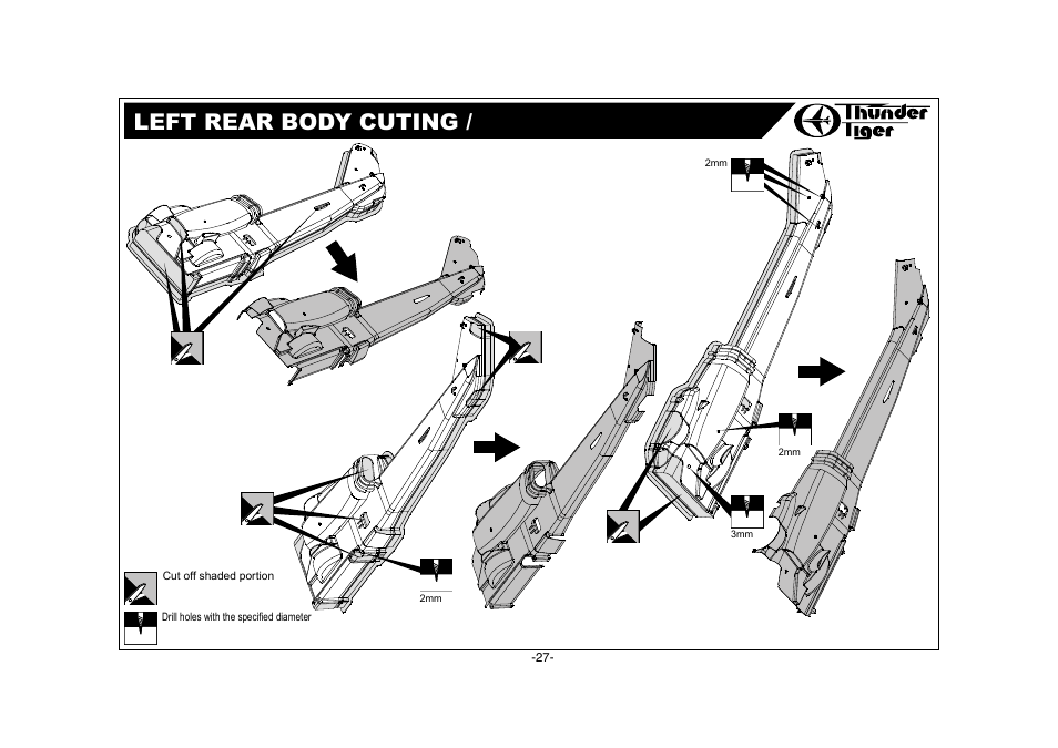 Ah-1w accessories / 附屬配件, Specification / 規格, Front body and canopy cuting / 前機身及機艙罩裁剪 | Ah-1w conversion kit spare parts / 維修零件包, Features / 特點 | Thunder Tiger AH-1W User Manual | Page 28 / 39