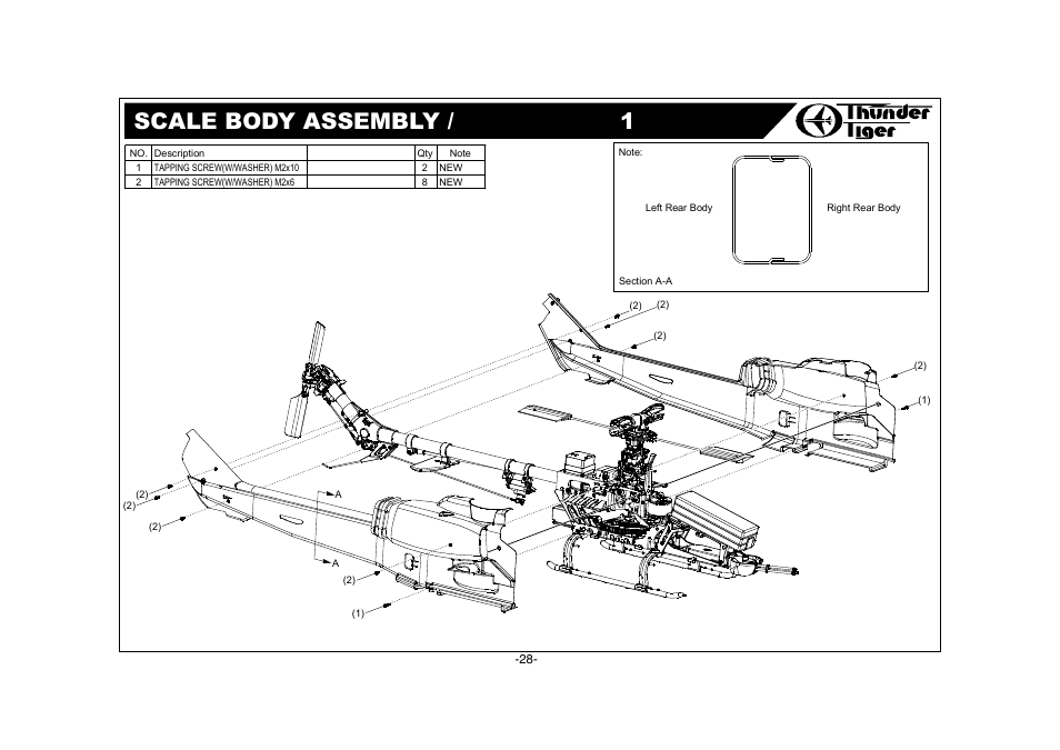 Ah-1w accessories / 附屬配件, Specification / 規格, Front body and canopy cuting / 前機身及機艙罩裁剪 | Ah-1w conversion kit spare parts / 維修零件包, Features / 特點 | Thunder Tiger AH-1W User Manual | Page 29 / 39