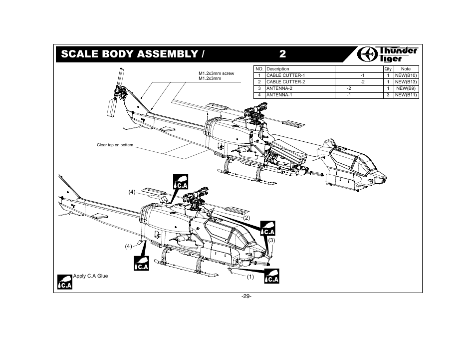 Ah-1w accessories / 附屬配件, Specification / 規格, Front body and canopy cuting / 前機身及機艙罩裁剪 | Ah-1w conversion kit spare parts / 維修零件包, Features / 特點 | Thunder Tiger AH-1W User Manual | Page 30 / 39