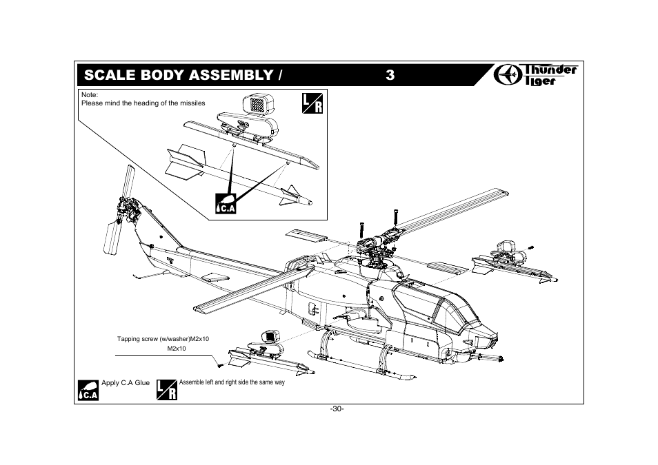 Ah-1w accessories / 附屬配件, Specification / 規格, Front body and canopy cuting / 前機身及機艙罩裁剪 | Ah-1w conversion kit spare parts / 維修零件包, Features / 特點 | Thunder Tiger AH-1W User Manual | Page 31 / 39