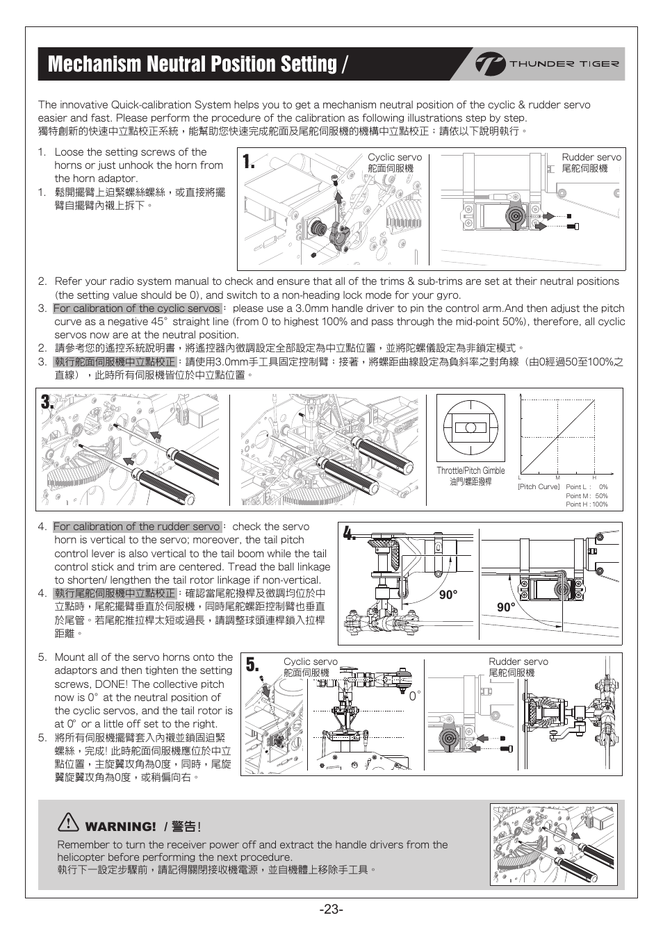 P23.pdf, Mechanism neutral position setting / 中立點設定 | Thunder Tiger RapRaptor E820 User Manual | Page 24 / 41