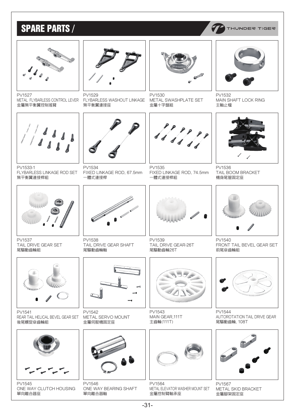 P31_new.pdf, Spare parts / 零件包 | Thunder Tiger RapRaptor E820 User Manual | Page 32 / 41