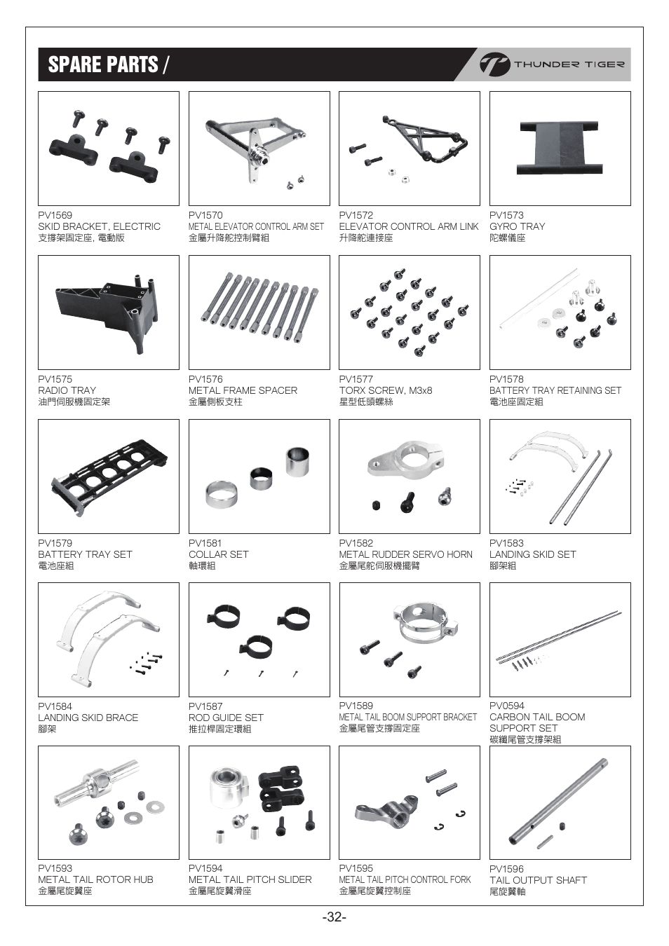 P32_new.pdf, Spare parts / 零件包 | Thunder Tiger RapRaptor E820 User Manual | Page 33 / 41