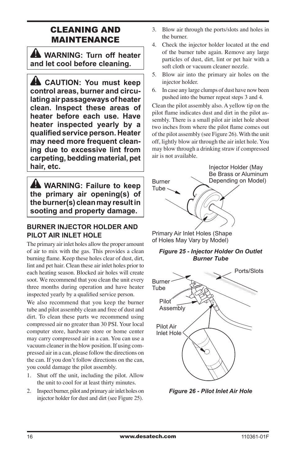 Cleaning and maintenance | Desa Tech S26NTA User Manual | Page 16 / 28