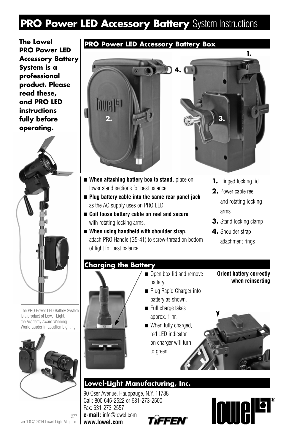 Tiffen Lowel PRO Power LED Accessory Battery User Manual | 1 page