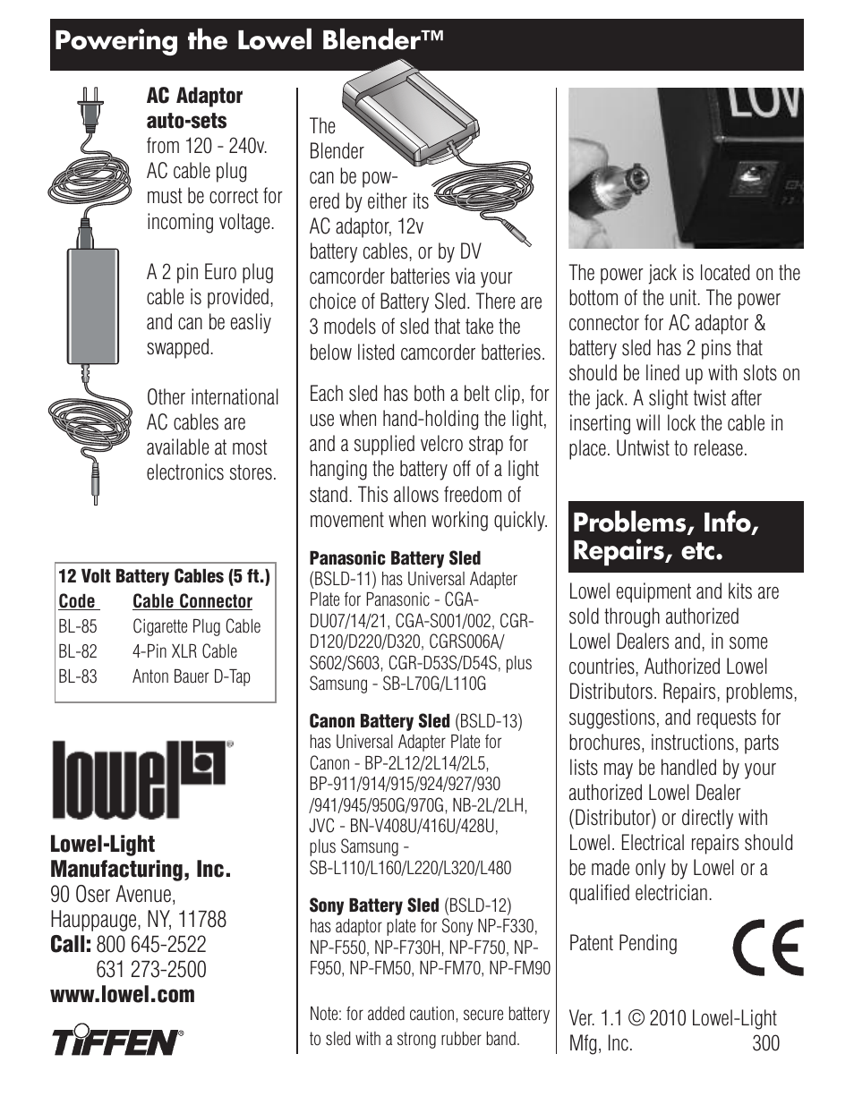 Tiffen Lowel Blender Original Models User Manual | Page 4 / 4