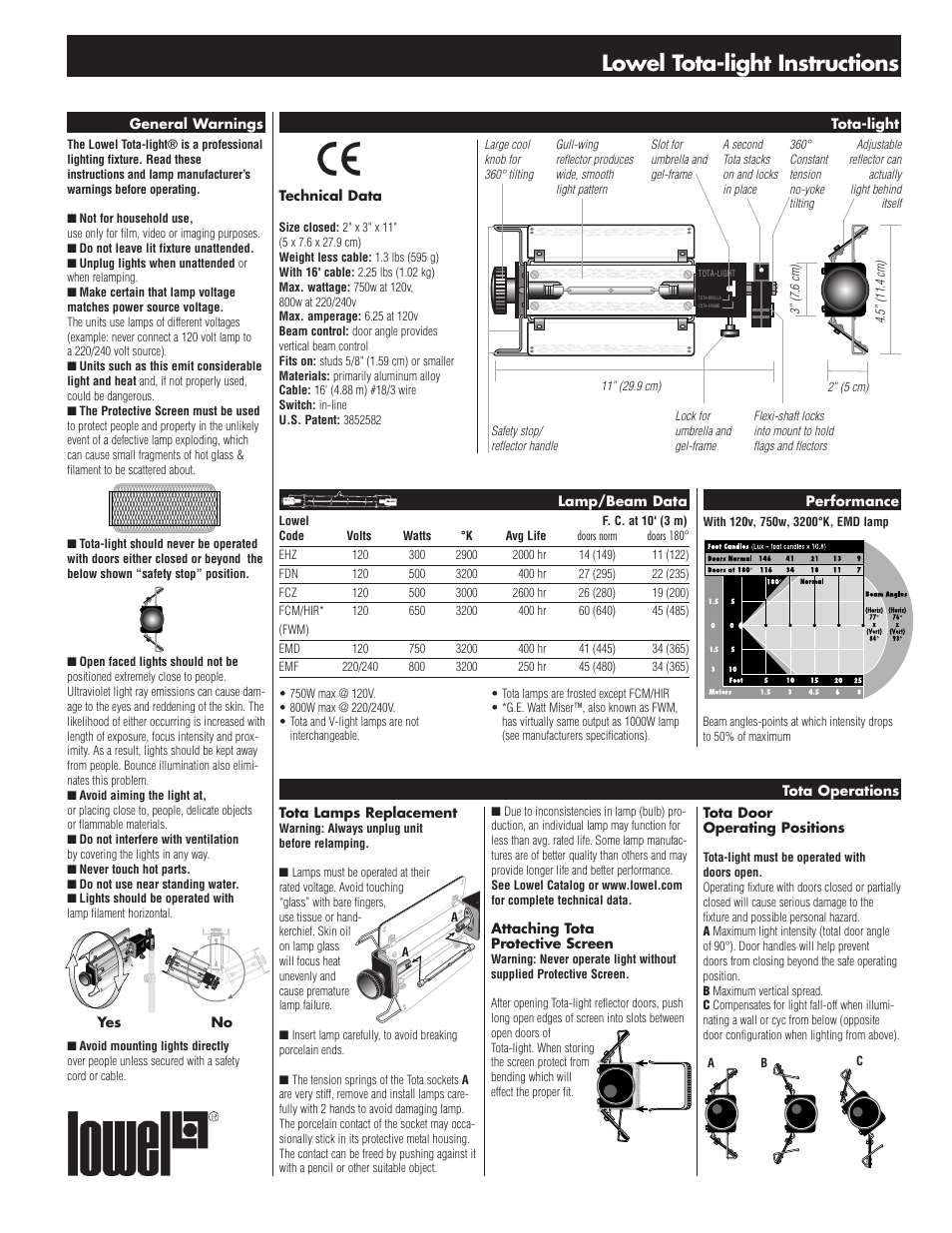 Tiffen Lowel Tota-light User Manual | 4 pages