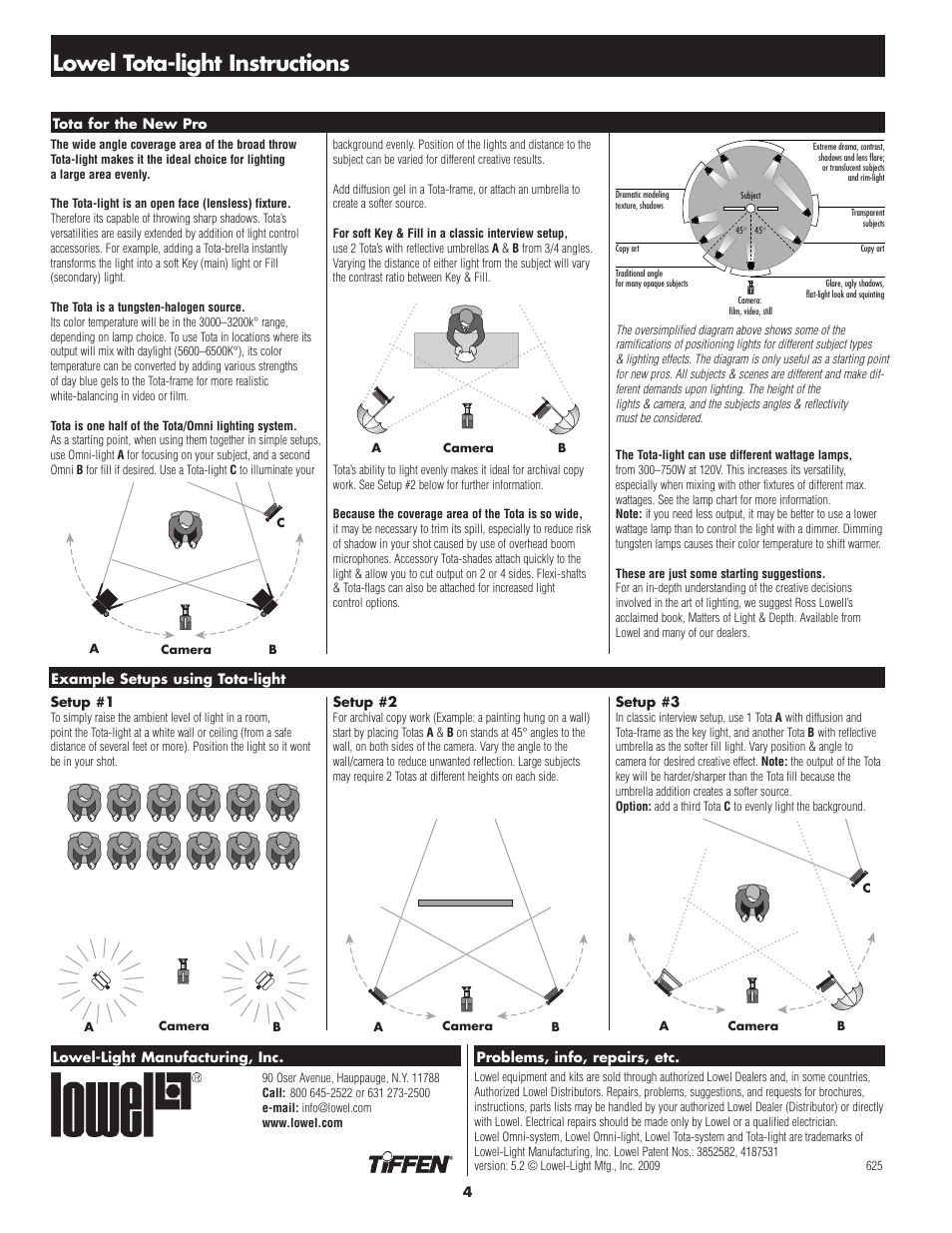 Lowel tota-light instructions | Tiffen Lowel Tota-light User Manual | Page 4 / 4