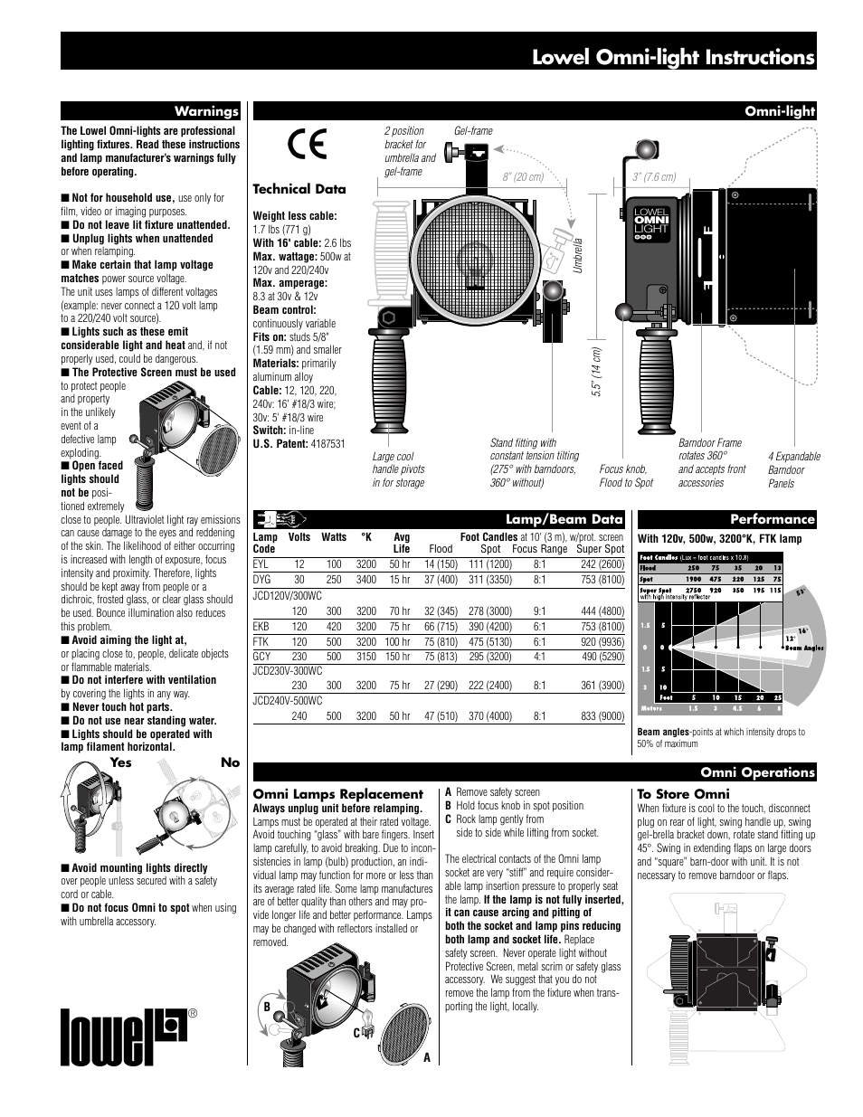 Tiffen Lowel Omni-light User Manual | 4 pages