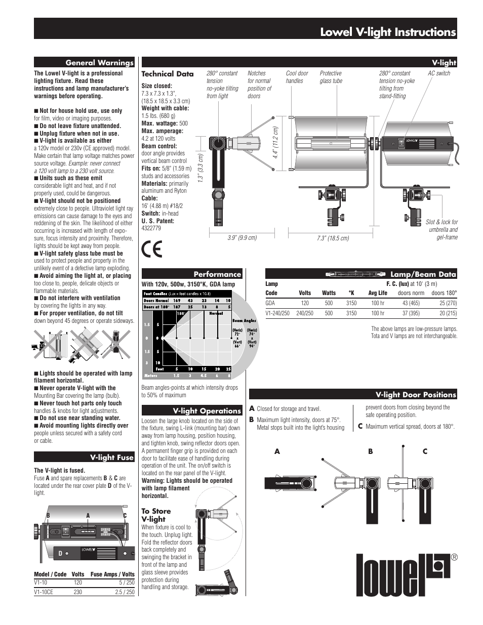 Tiffen Lowel V-light User Manual | 5 pages