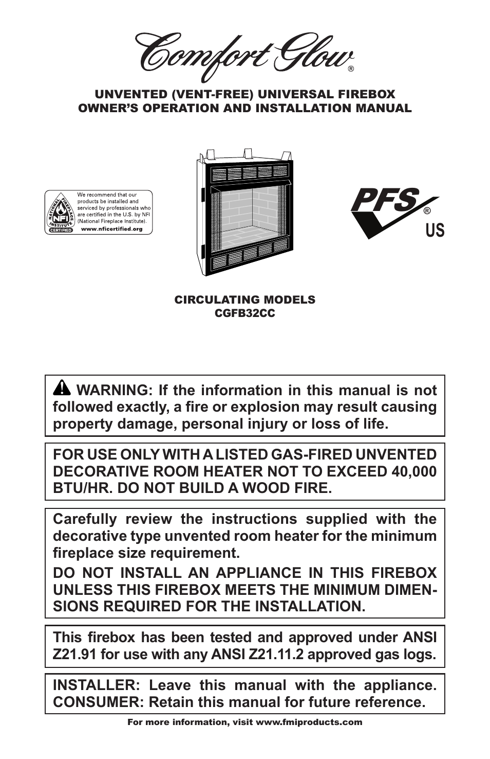 Desa Tech FIREBOX CGFB32CC User Manual | 20 pages