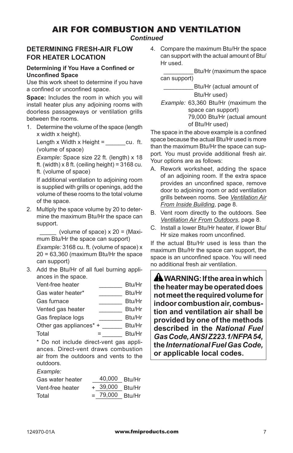 Air for combustion and ventilation | Desa Tech FIREBOX CGFB32CC User Manual | Page 7 / 20