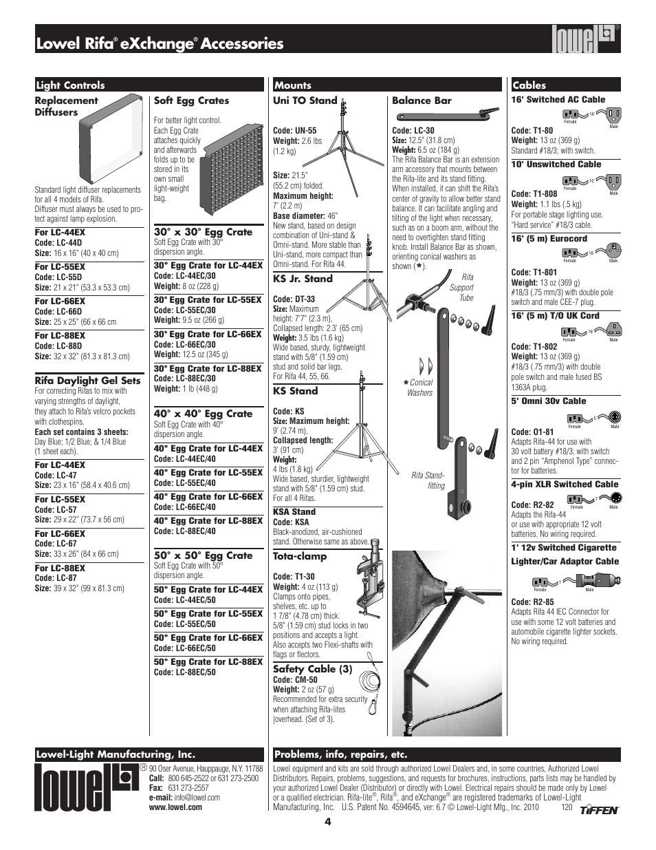 Lowel rifa, Exchange, Accessories | Tiffen Lowel Rifa eXchange User Manual | Page 4 / 4