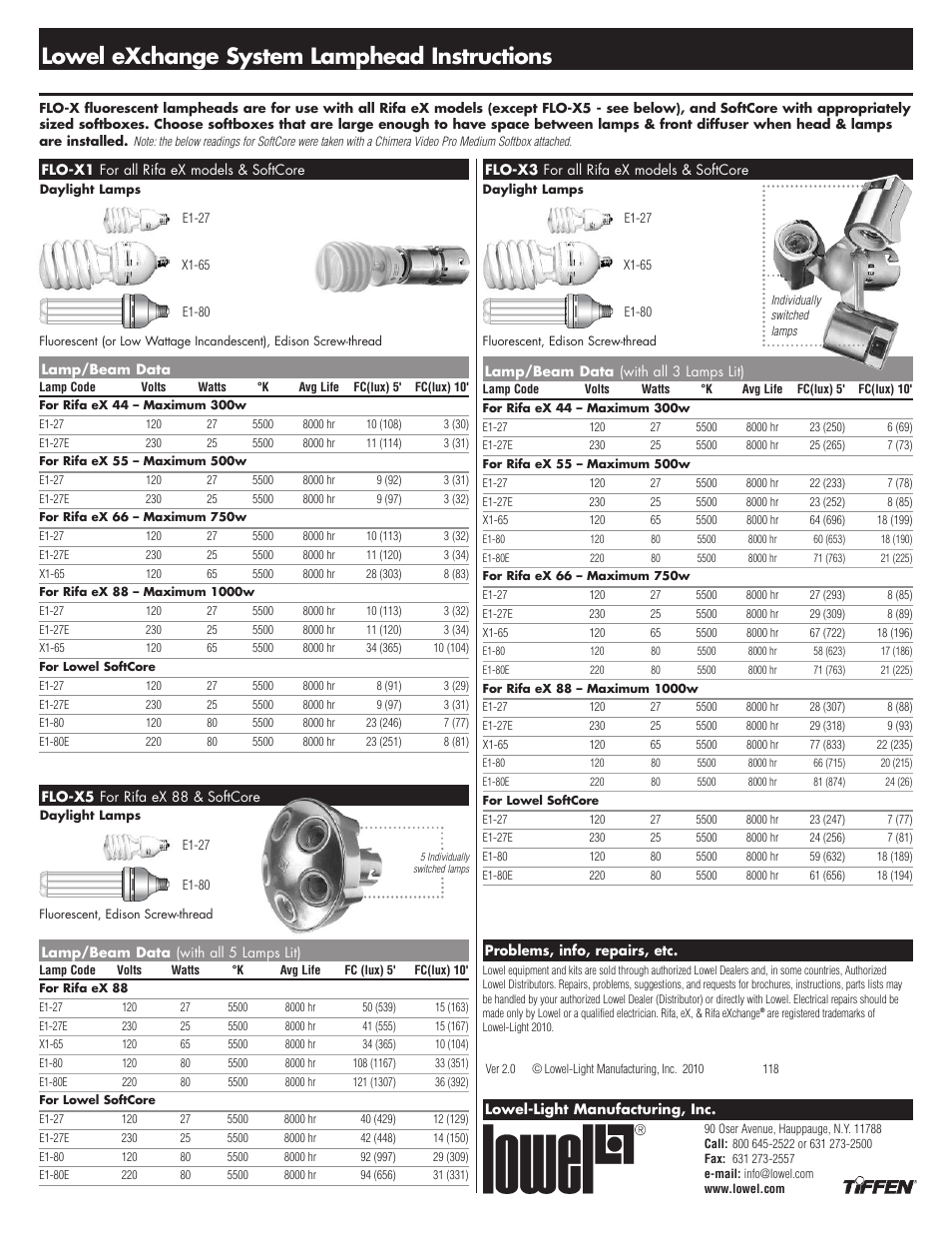 Lowel exchange system lamphead instructions | Tiffen Lowel eXchange System Lamphead User Manual | Page 2 / 2