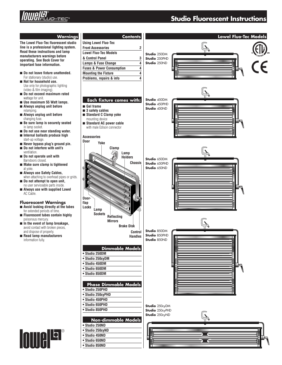 Tiffen Lowel Fluo-Tec User Manual | 4 pages