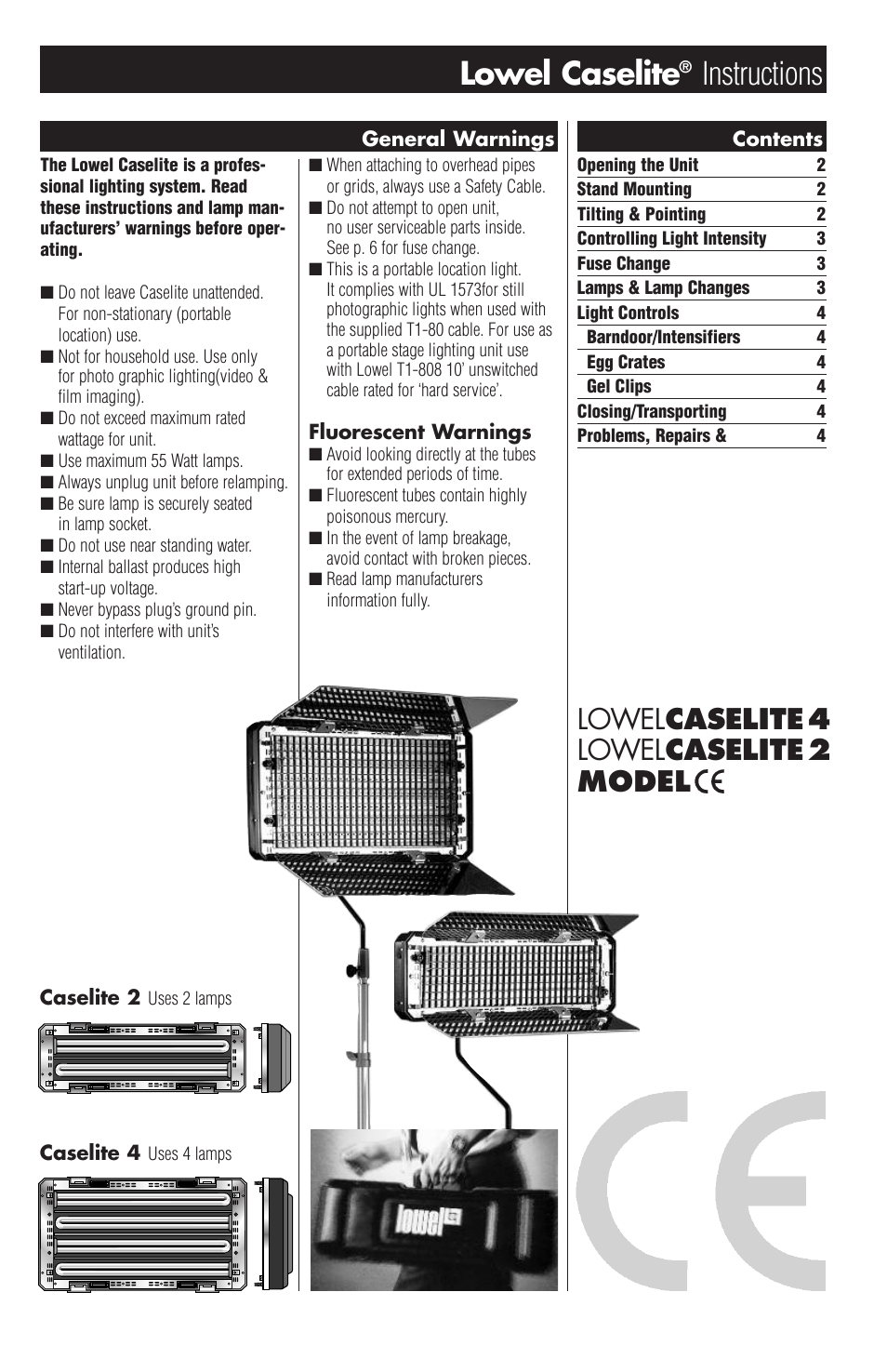 Tiffen Lowel Caselite ce User Manual | 4 pages