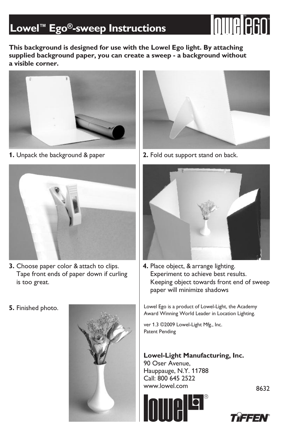 Tiffen Lowel Ego-sweep User Manual | 1 page