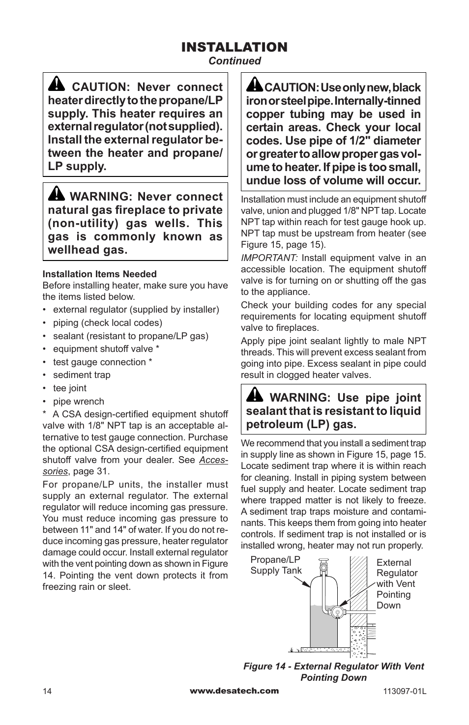 Installation | Desa Tech CRL3124PA/NA User Manual | Page 14 / 36