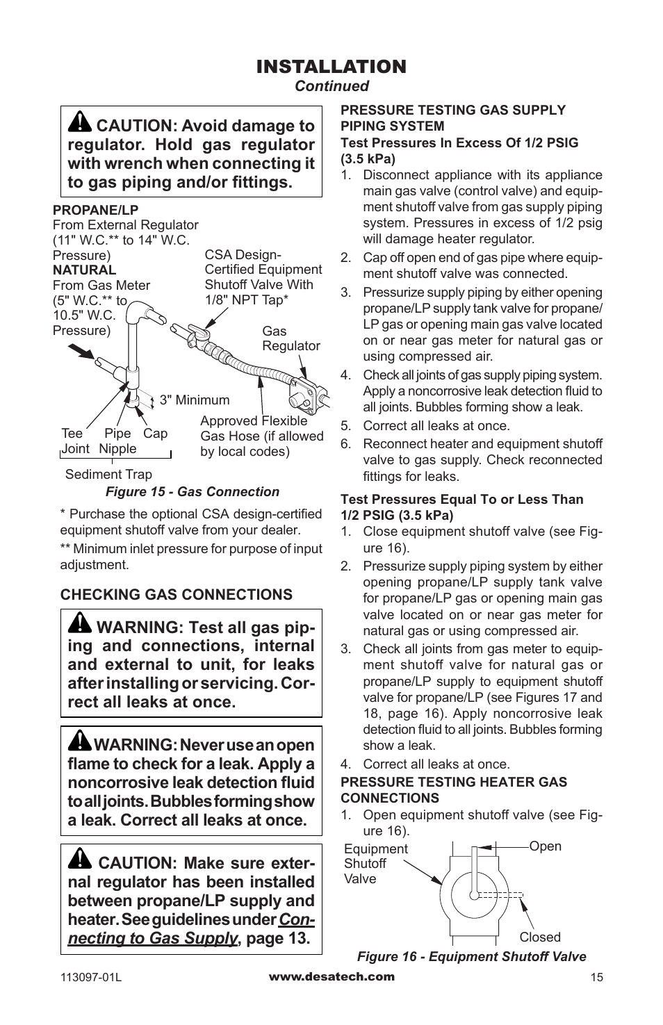 Installation | Desa Tech CRL3124PA/NA User Manual | Page 15 / 36