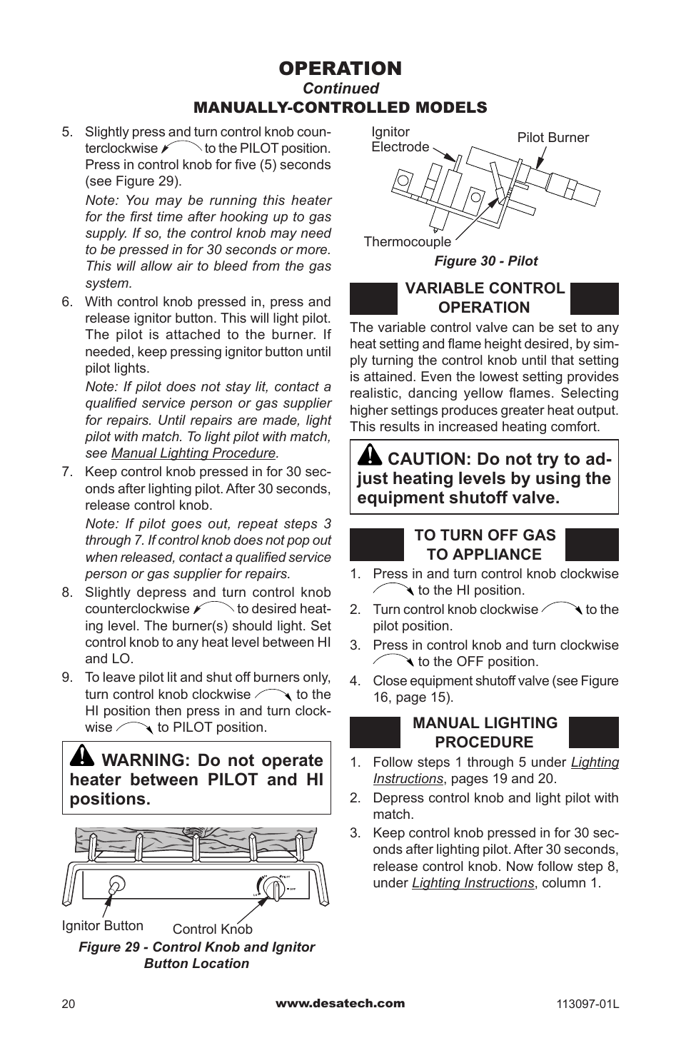 Operation | Desa Tech CRL3124PA/NA User Manual | Page 20 / 36