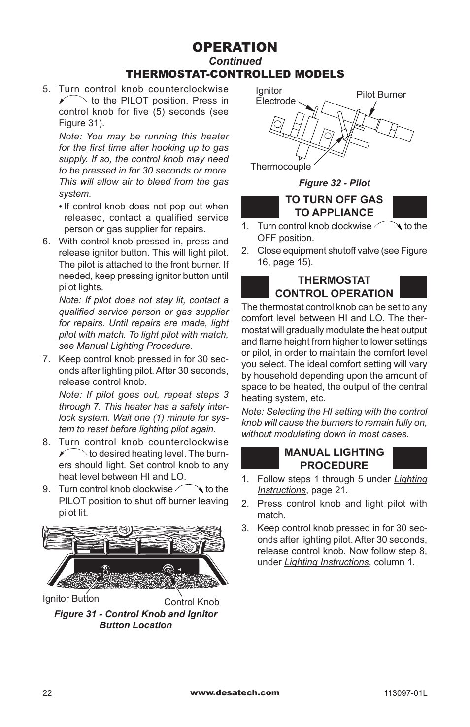 Operation | Desa Tech CRL3124PA/NA User Manual | Page 22 / 36