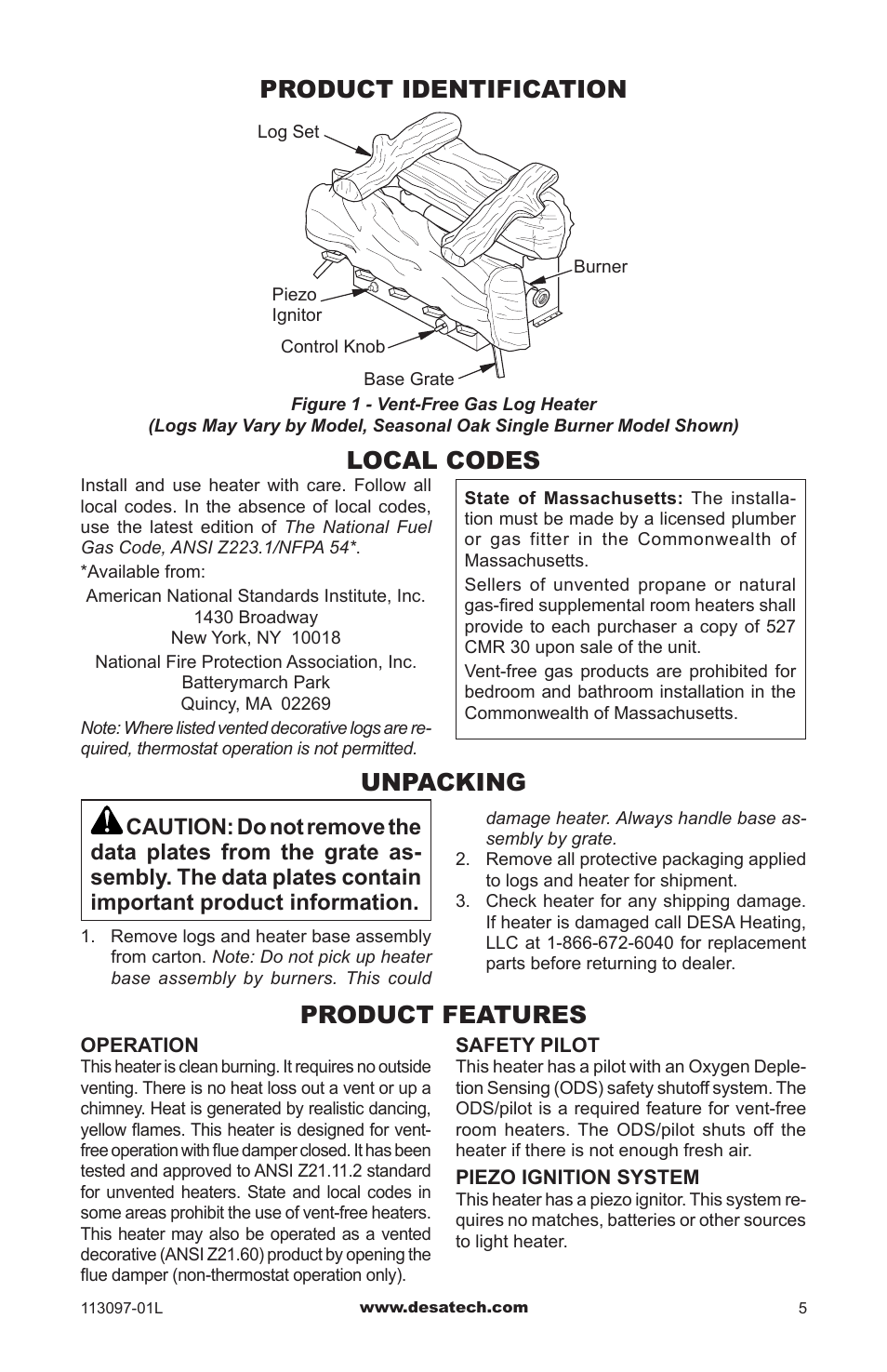 Product identification, Local codes, Unpacking | Product features | Desa Tech CRL3124PA/NA User Manual | Page 5 / 36