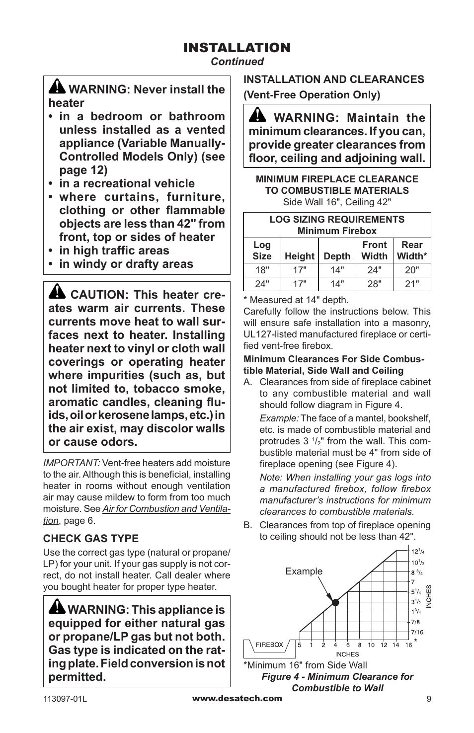 Installation | Desa Tech CRL3124PA/NA User Manual | Page 9 / 36