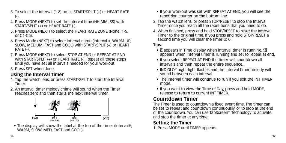 Countdown timer | Timex W-270 User Manual | Page 11 / 88