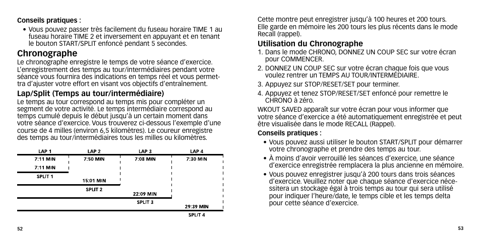 Chronographe | Timex W-270 User Manual | Page 29 / 88